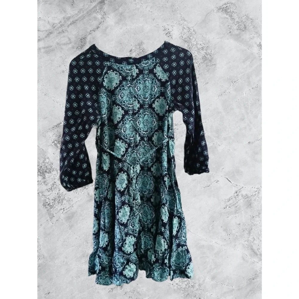 Justice Knee Length Keyhole Dress with Ruffle and 3/4 Sleeves Girls Size 16